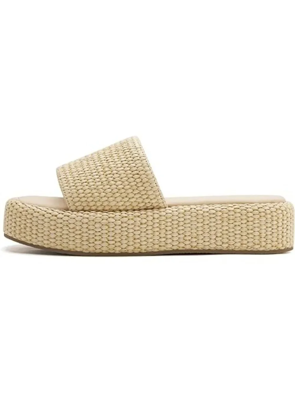 Vodvob Size 10 Sandals Espadrille Raffia Slip-On Beige 1.77
